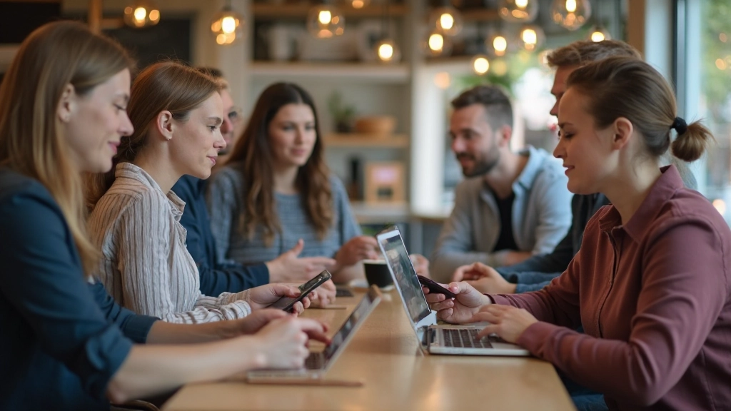 Diverse gebruikers op verschillende apparaten - mobiel, tablet en desktop